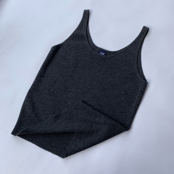 GAP Tops - ❌ SOLD ❌  100% Merino Wool Grey Scoop Neck Knitted Cami Tank Top with Ribbed Hem